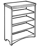 Shaker Bookcase w\/2 Fixed Shelves & 2 Adjustable Shelves, 59"H